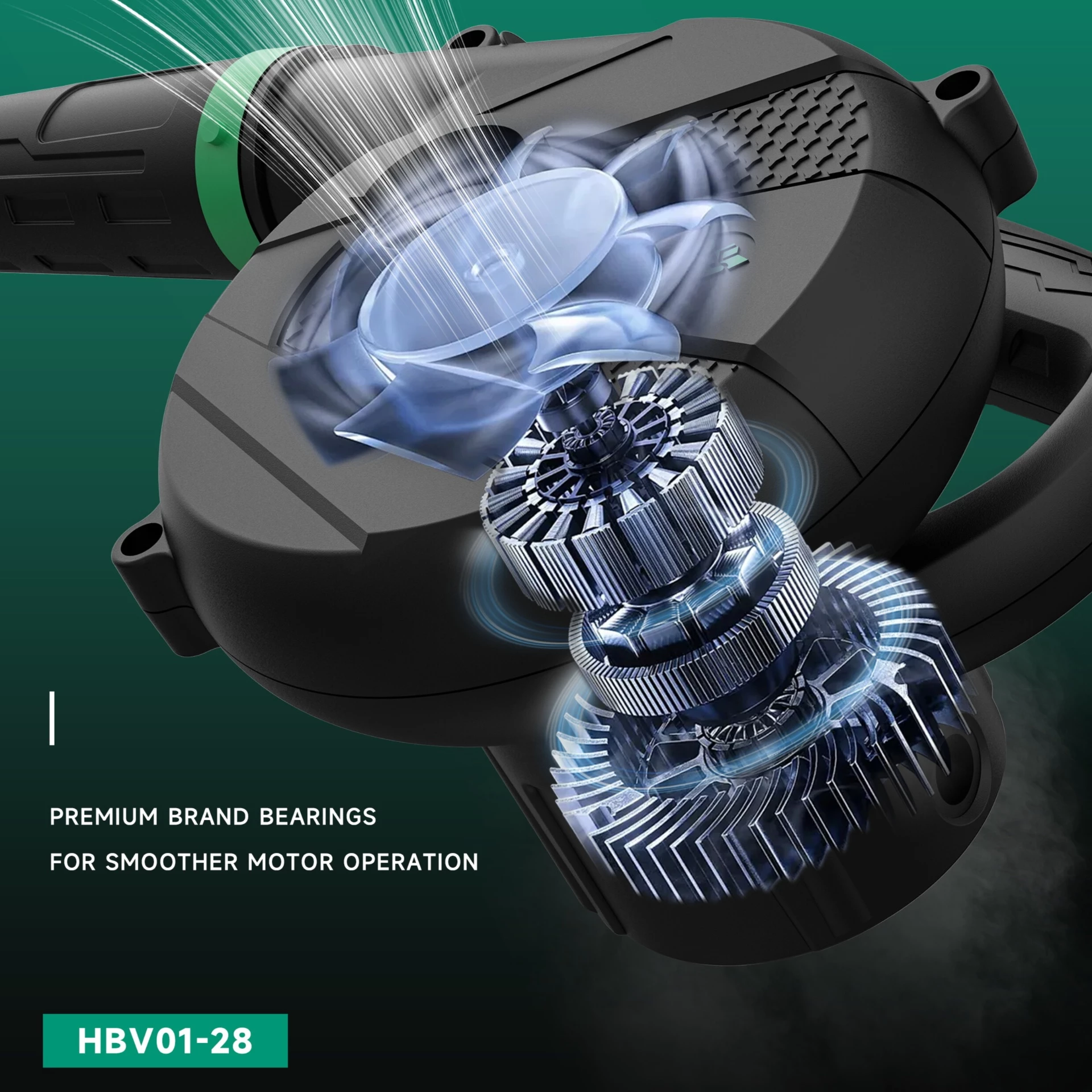 HKK HBV01-28 internal motor structure premium bearings high performance airflow system electric blower
