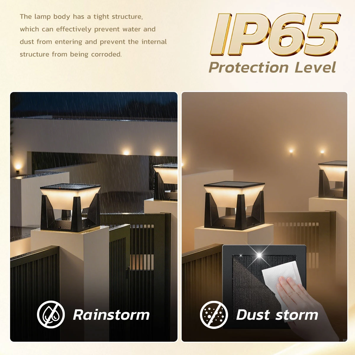 Solar post light automatic charging 4-6 hours solar charging and 10+ hours night lighting