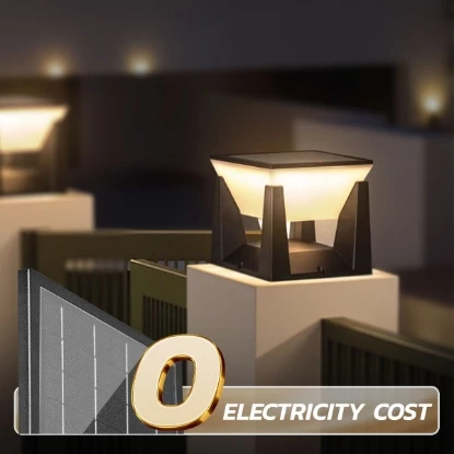 Solar LED pillar light outdoor gate post lamp zero electricity cost energy saving garden wall light UAE