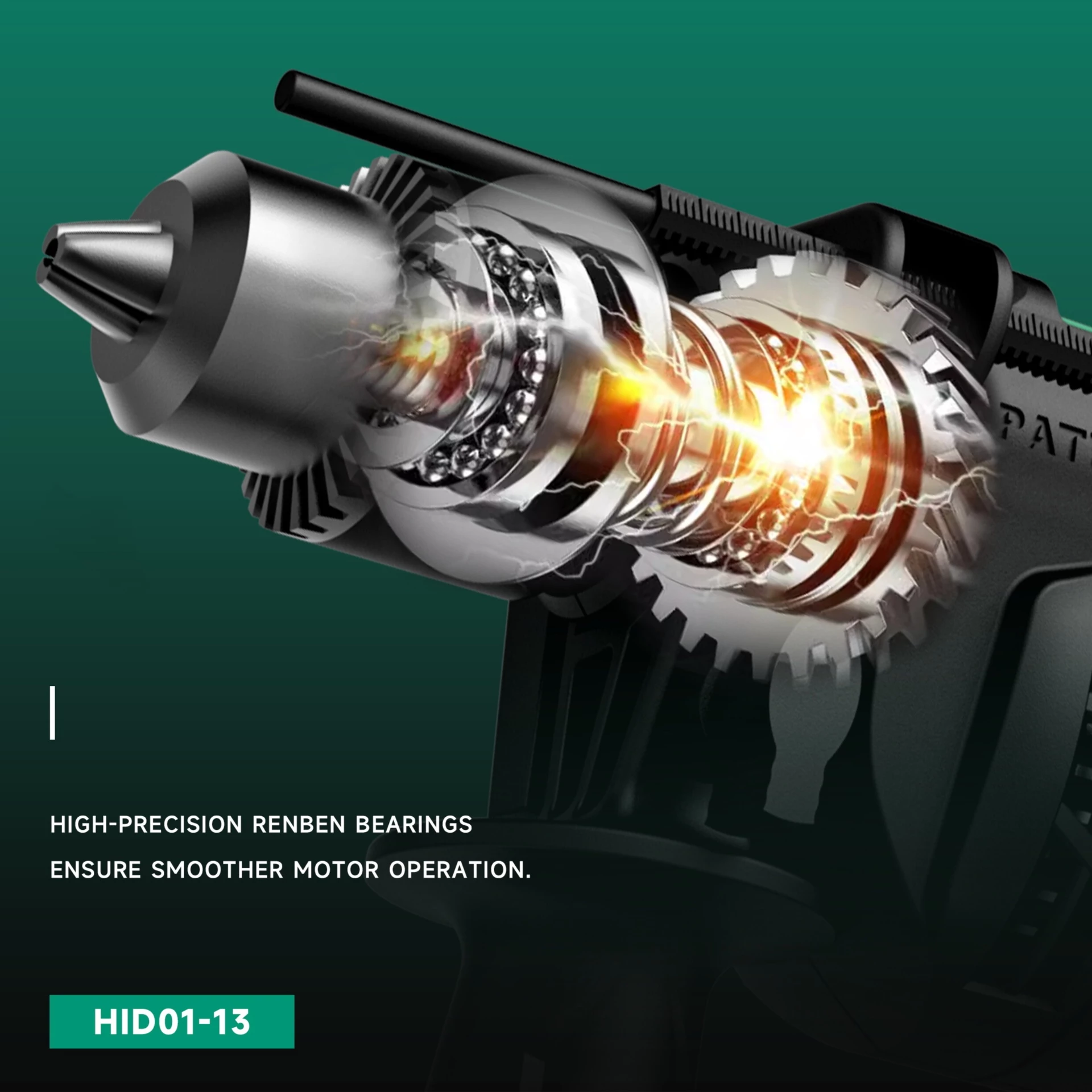 HKK HID01-13 electric drill internal motor structure showing high precision bearings for smooth and stable operation.