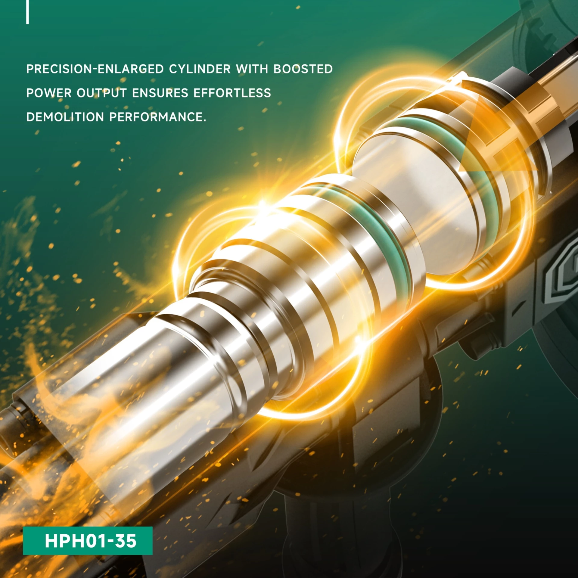 HKK percussion hammer side view with specifications display