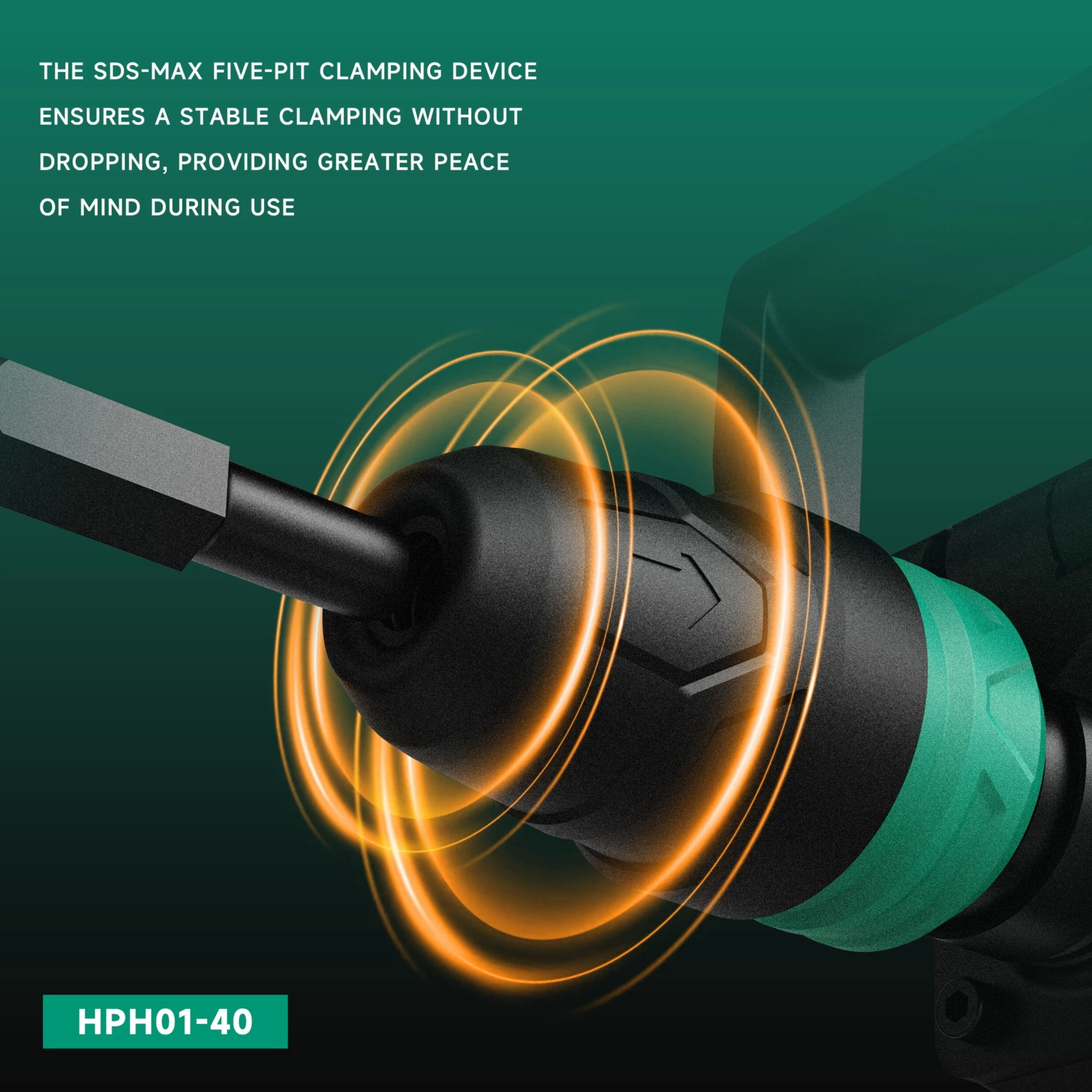 SDS-MAX five pit clamping device on HKK HPH01-40 demolition hammer