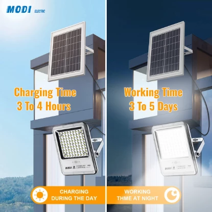 Solar flood light charging during day and working at night