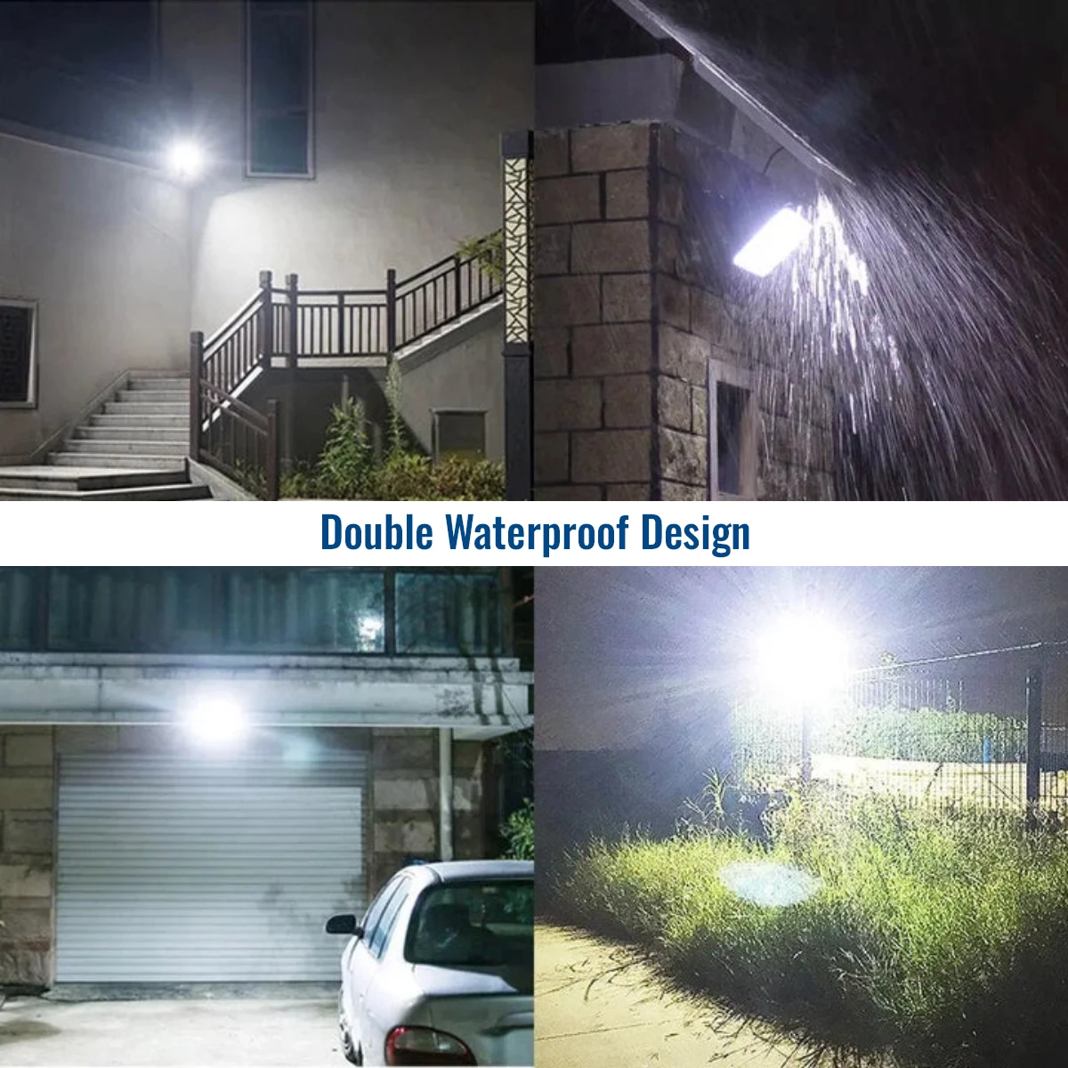 Double waterproof outdoor solar light in rain conditions