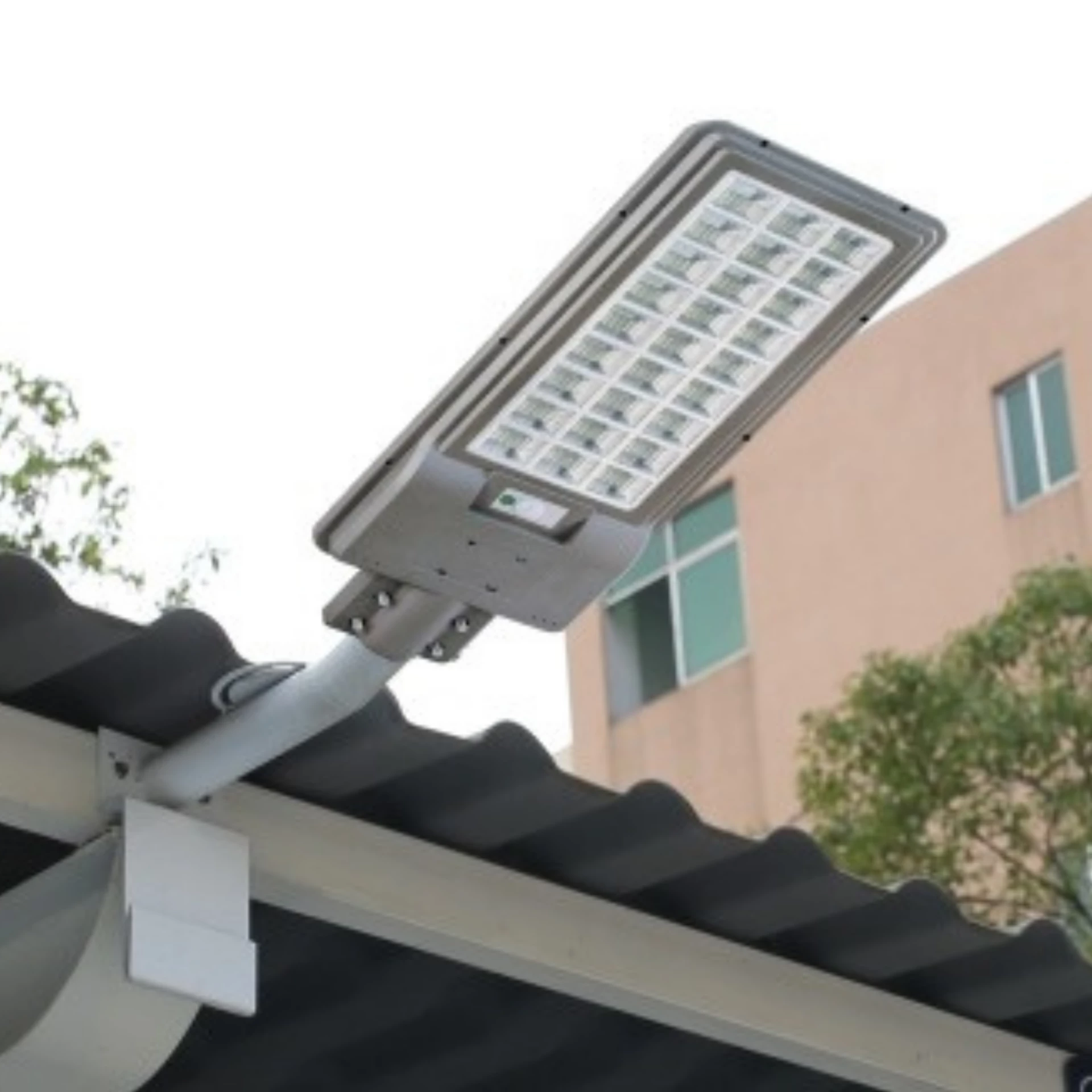 Solar street light roof installation example