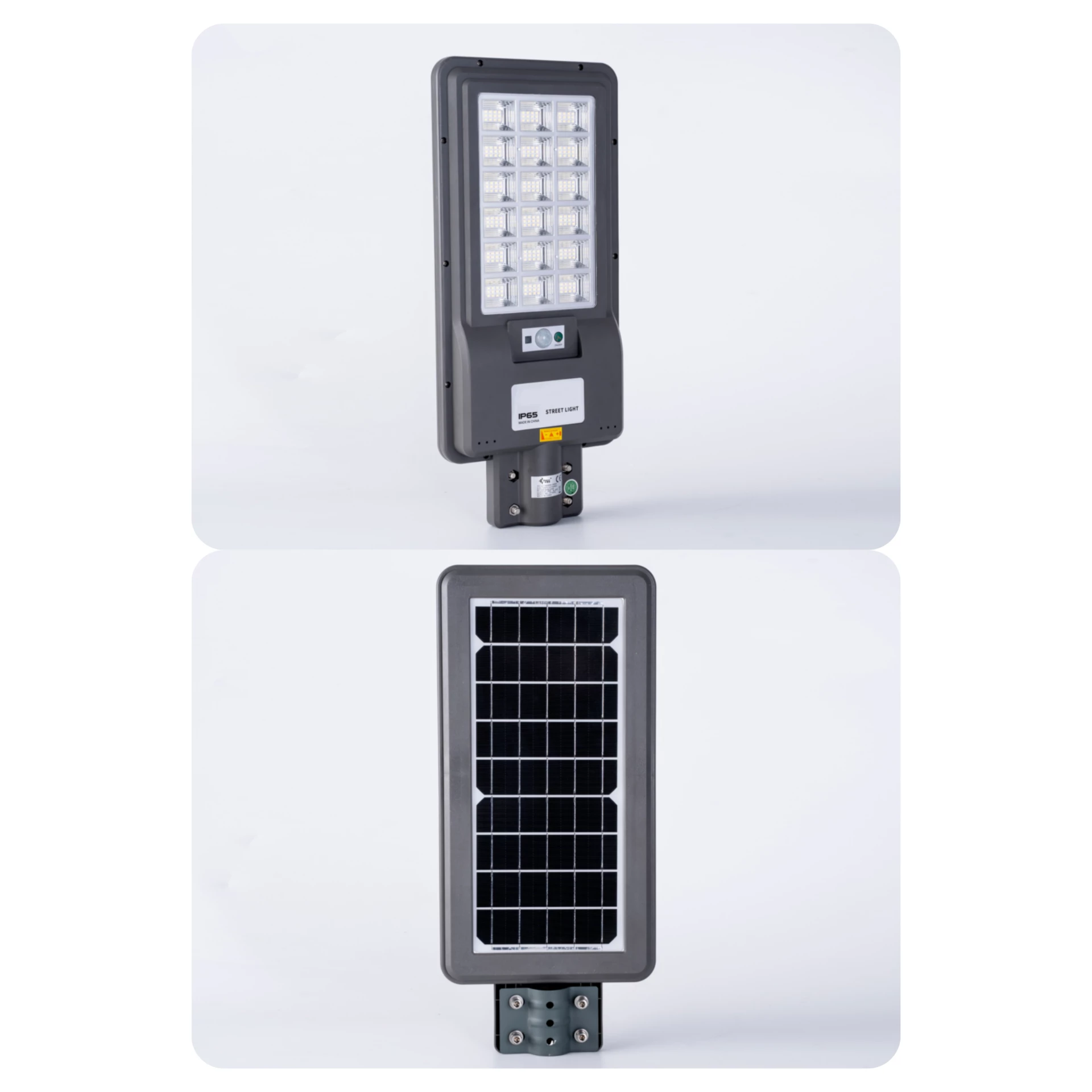 Solar street light front and back integrated solar panel