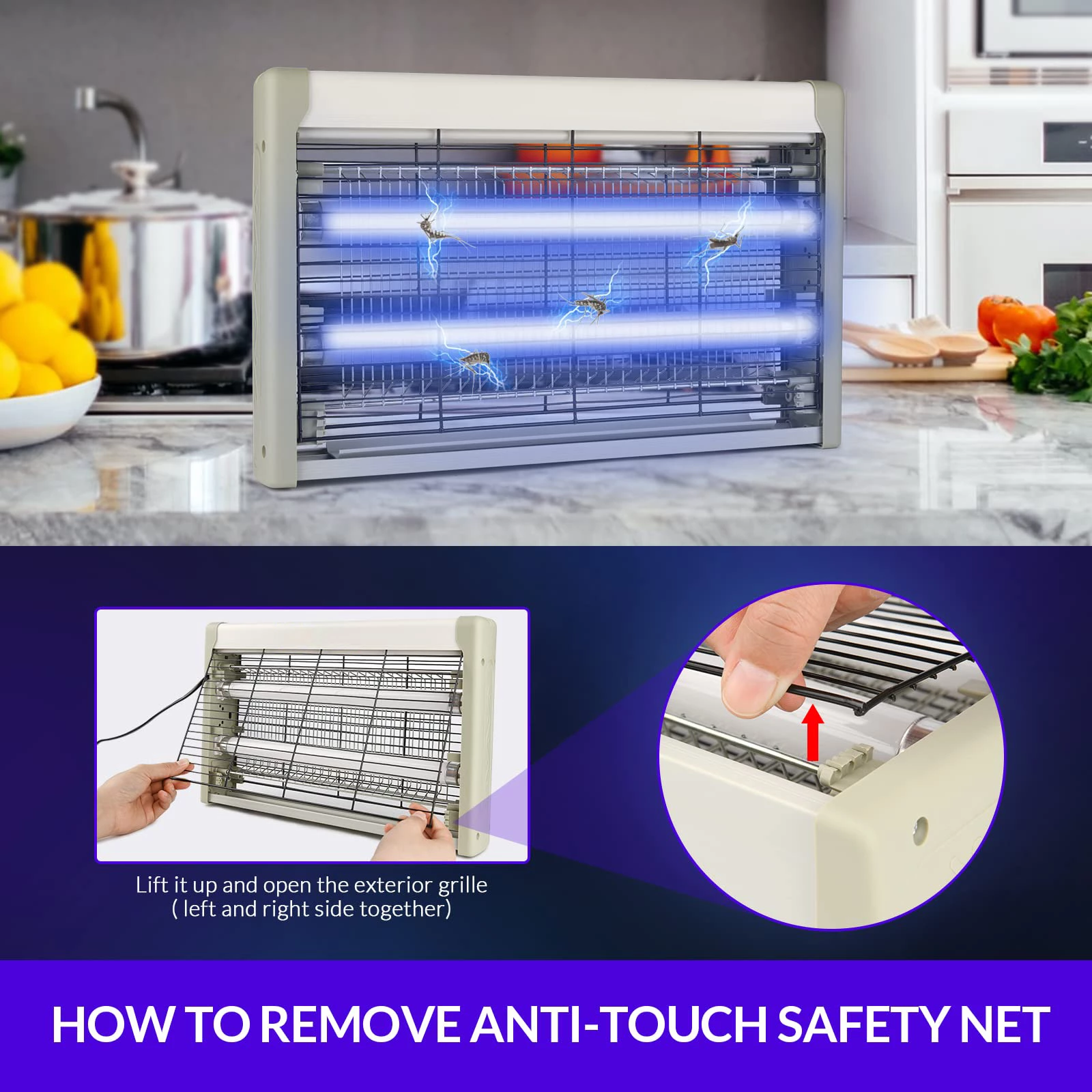 Electric insect killer lamp used in kitchen without chemicals