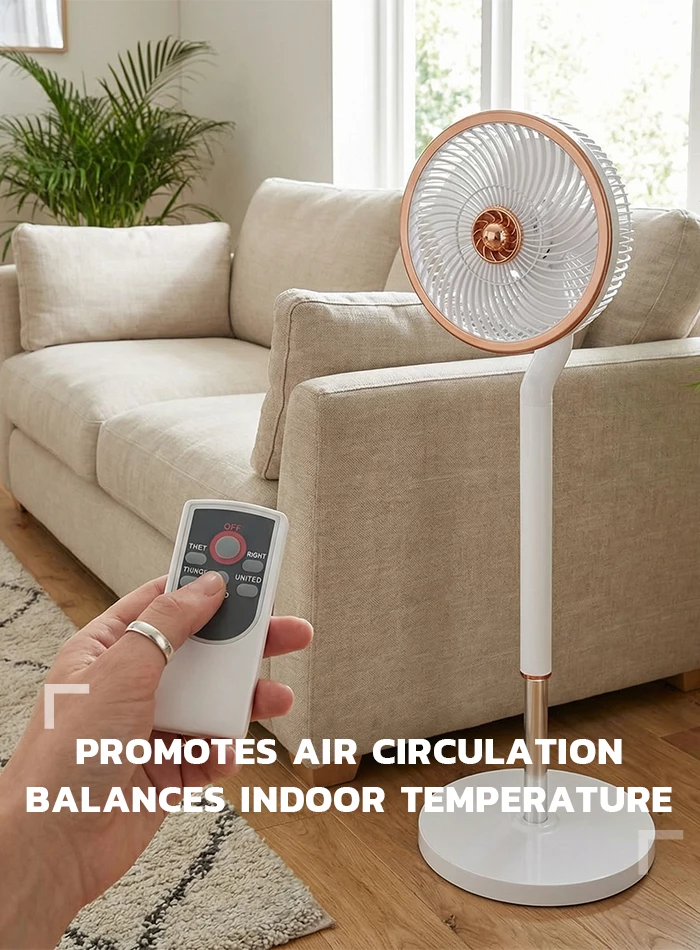 Picture of 16 Inch Pedestal Fan with Remote Control 70W Quiet Standing Fan Double Ball Bearing Wide Airflow Indoor Cooling Fan for Home Office Bedroom