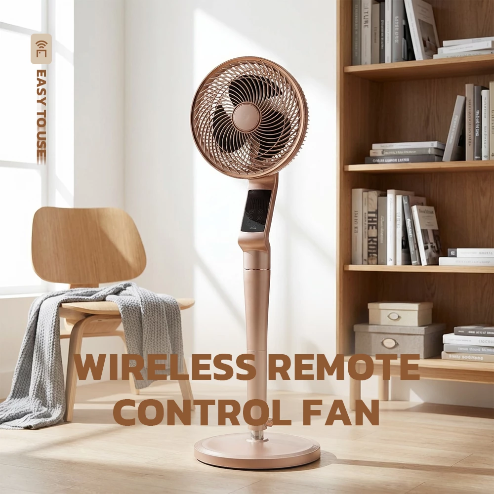 Picture of 16 Inch Pedestal Fan with Remote Control 55W 9 Speed Quiet Standing Fan Double Ball Bearing Strong Airflow Indoor Cooling Fan for Home Office