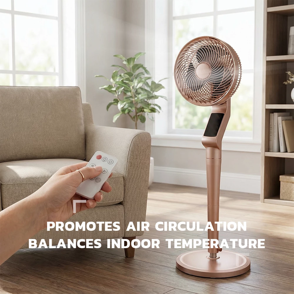 Picture of 16 Inch Pedestal Fan with Remote Control 55W 9 Speed Quiet Standing Fan Double Ball Bearing Strong Airflow Indoor Cooling Fan for Home Office