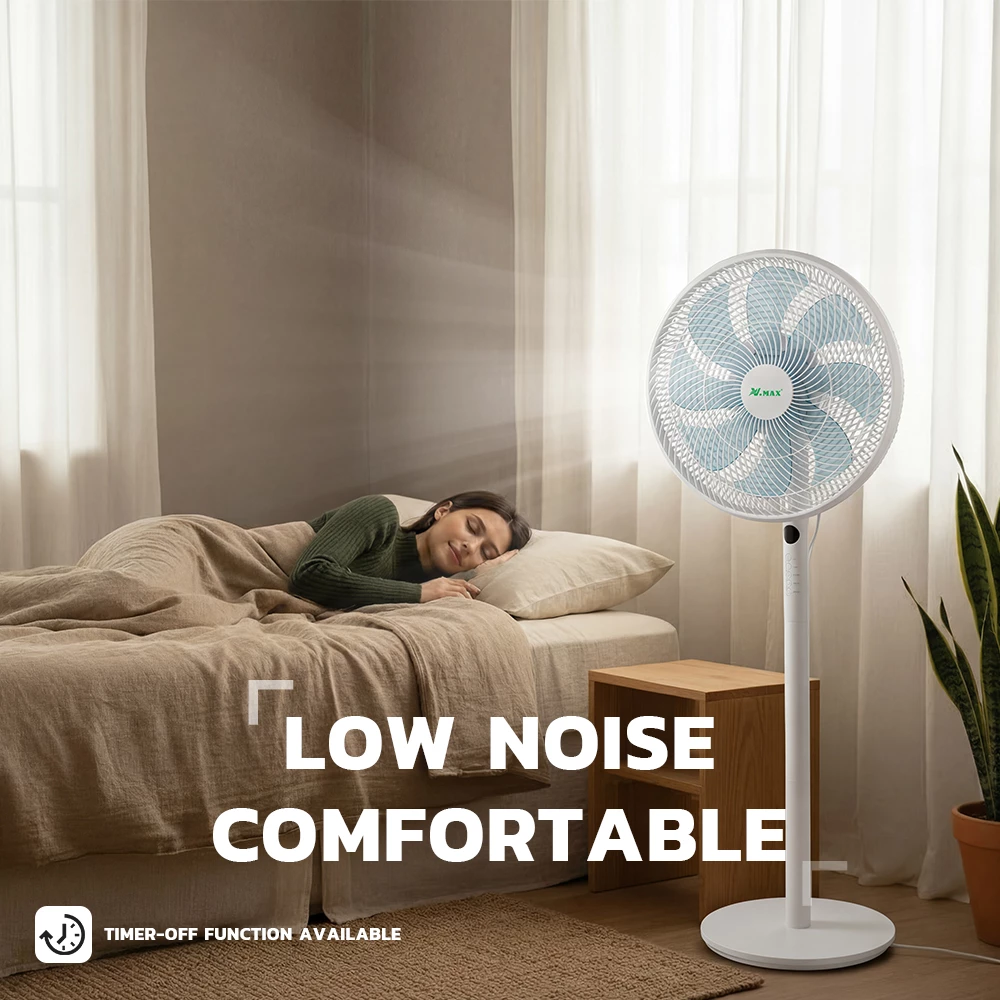 Picture of 16 Inch Pedestal Fan with Remote Control 45W Quiet Standing Fan Double Ball Bearing Wide Air Flow Indoor Cooling Fan for Home Office Bedroom