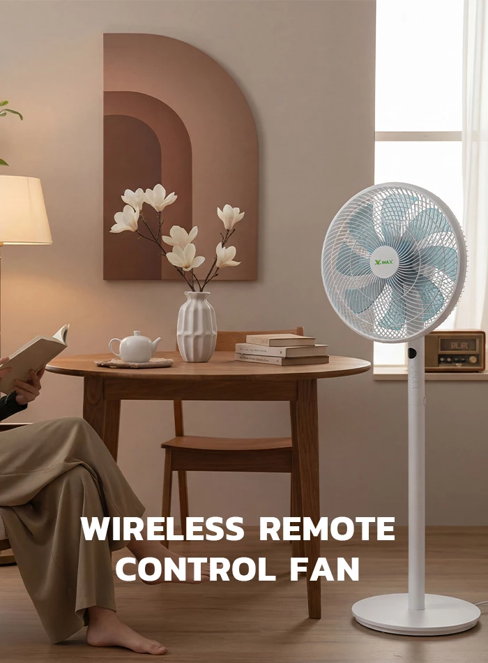 Picture of 16 Inch Pedestal Fan with Remote Control 45W Quiet Standing Fan Double Ball Bearing Wide Air Flow Indoor Cooling Fan for Home Office Bedroom