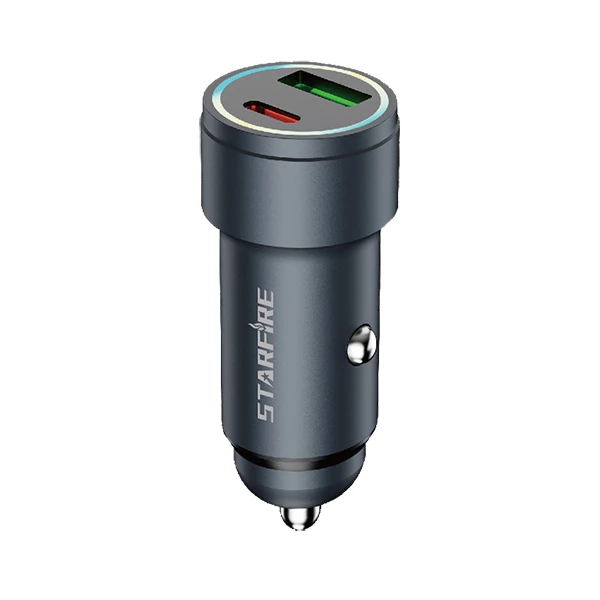 Picture of 60W Fast Car Charger USB C PD + USB A Quick Charge Adapter Aluminum Alloy for iPhone Samsung Android