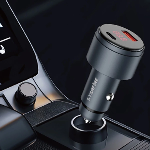 Picture of 48W Fast Car Charger USB C PD + USB A Quick Charge Aluminum Alloy for iPhone Samsung Android