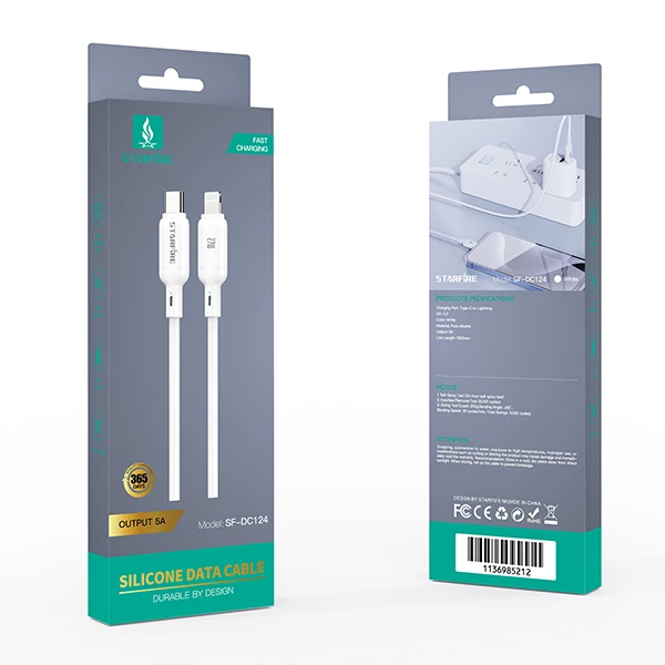 Picture of 60W Fast Charging Cable Type-C to Type-C / Type-C to Lightning PD 5A Silicone Data Cable for iPhone Samsung Android