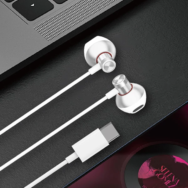 Picture of Type-C Wired Earphones with Mic In-Ear Stereo Headphones Noise Isolation 1.2M Cable for Android USB-C Devices