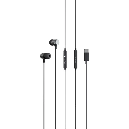 Picture of Type-C Wired Earphones with Mic In-Ear Stereo Headphones Noise Isolation 1.2M Cable for Android USB-C Devices Black/White