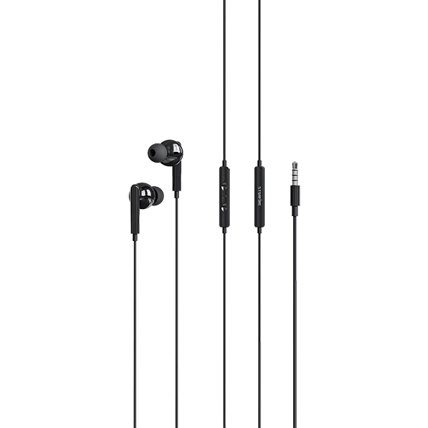 Picture of 3.5mm In-Ear Wired Earphones with Mic Deep Bass Noise Isolation Headphones 1.2M Cable for Smartphones Black/Silver