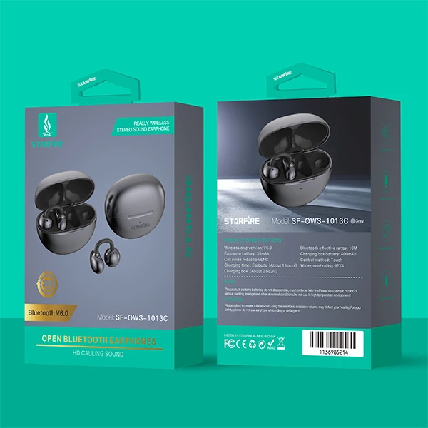 Picture of Open Ear Wireless Bluetooth Earbuds Ear Hook Sports Headphones with ENC Mic Long Battery Life IPX4 Waterproof