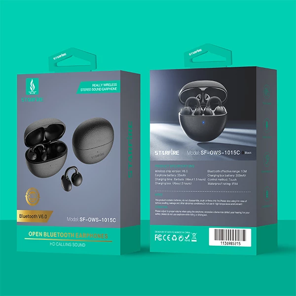 Picture of Premium Open Ear Wireless Bluetooth Earbuds Ear Hook Sports Headphones Touch Control ENC Mic IPX4 Waterproof Comfortable Fit