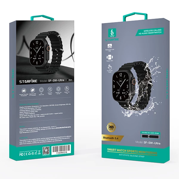 Picture of Smart Watch Ultra Square Display Wireless Charging Sports Strap IP65 Waterproof Bright Screen Metal Frame Smartwatch