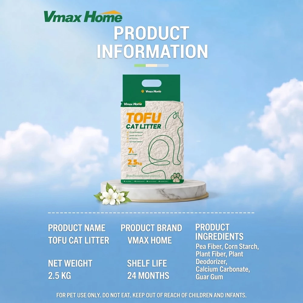 Picture of Original Flavor Tofu Cat Litter 2.5kg (Pack of 4) | 2mm Fine Pellets | 7L High Absorption | 100% Plant-Based Biodegradable Flushable Litter | Dust-Free & Eco-Friendly