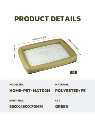 Picture of Orthopedic Cooling Cat Bed – Green, Anti-Hair Breathable Pet Mat with High-Resilience Bolster