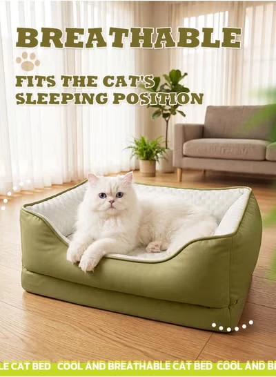 Picture of Cooling Orthopedic Cat Couch – Green, Anti-Hair Breathable Pet Sofa with High-Resilience Bolster