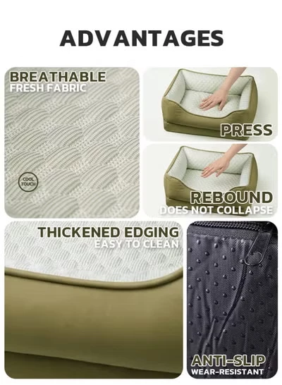 Picture of Cooling Orthopedic Cat Couch – Green, Anti-Hair Breathable Pet Sofa with High-Resilience Bolster