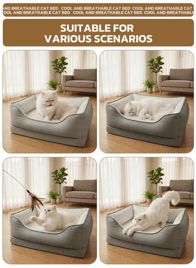 Picture of Premium Grey Cooling Cat Couch – Anti-Hair Breathable Pet Mat with Orthopedic High-Rebound Support