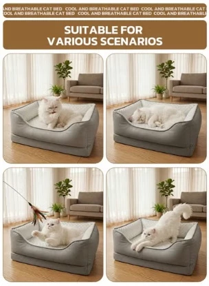Picture of Premium Grey Cooling Cat Couch – Anti-Hair Breathable Pet Mat with Orthopedic High-Rebound Support