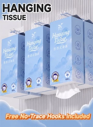 Picture of 12 Pack 5-Ply Extra Thick Hanging Facial Tissues 320 Sheets Virgin Wood Pulp Highly Absorbent Tear-Resistant Embossed Soft With No-Trace Hooks White