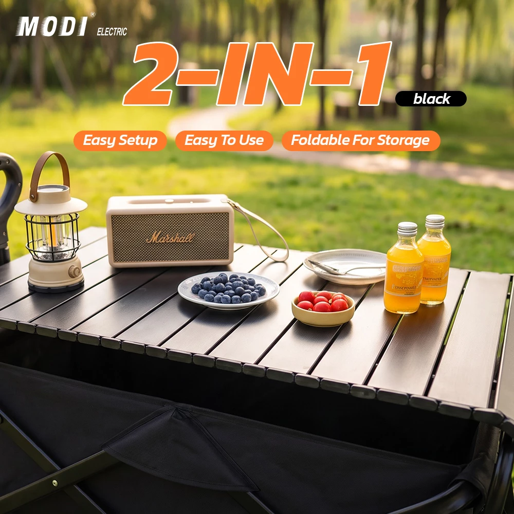 Picture of MODI 80L 2-in-1 Folding Camping Wagon with Table, Portable Utility Cart for Picnic & Outdoor