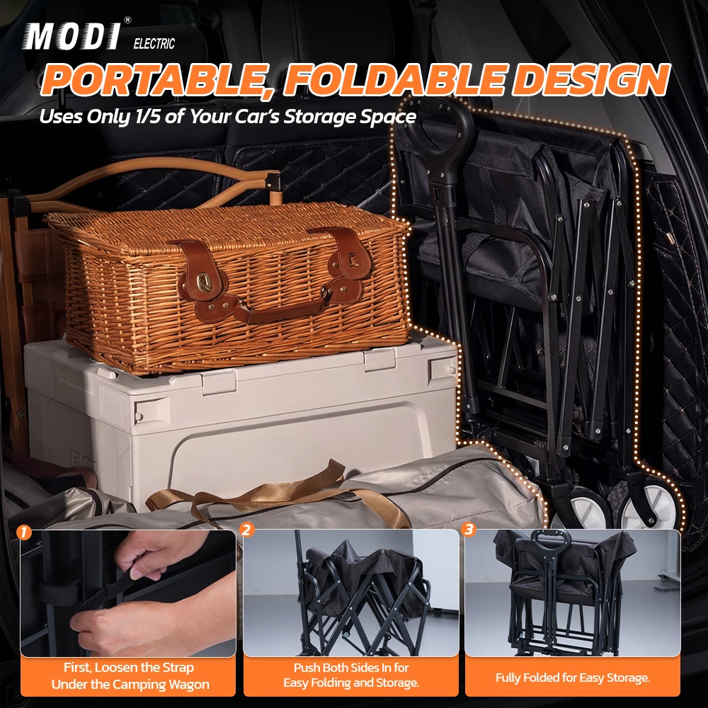 Picture of MODI 80L 2-in-1 Folding Camping Wagon with Table, Portable Utility Cart for Picnic & Outdoor