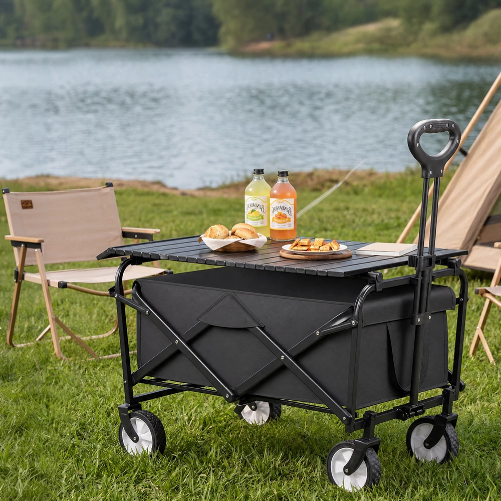 Picture of MODI 80L 2-in-1 Folding Camping Wagon with Table, Portable Utility Cart for Picnic & Outdoor